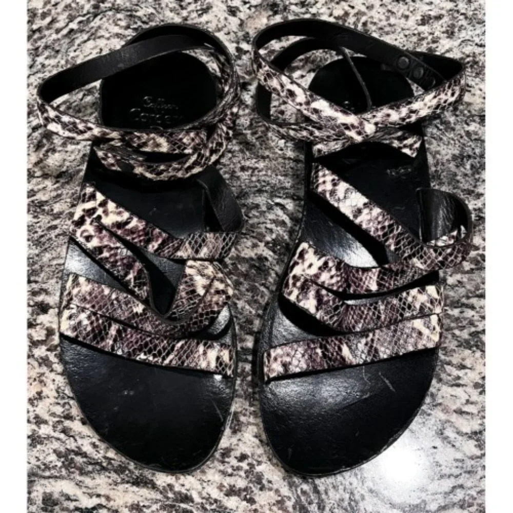 BNWOT CALLEEN CORDERO PYTHON ANKLE WRAP STRAP SANDALS 9 - Picture 2 of 8